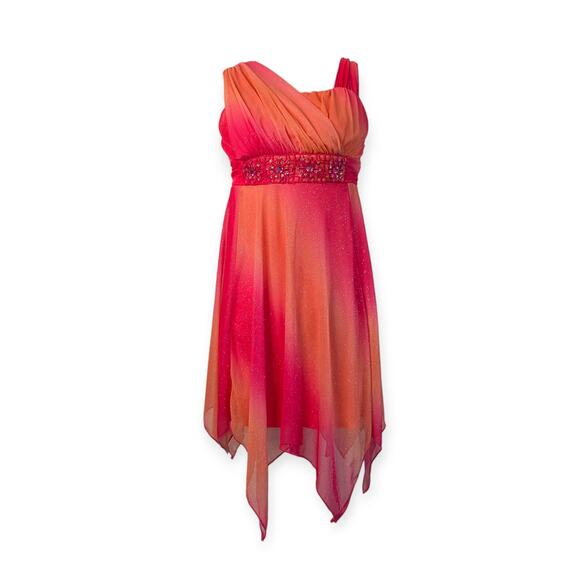 Y2K My Michelle Girls Size 14 Pink And Orange Sparkle Fancy Dress Sequins - Picture 1 of 9